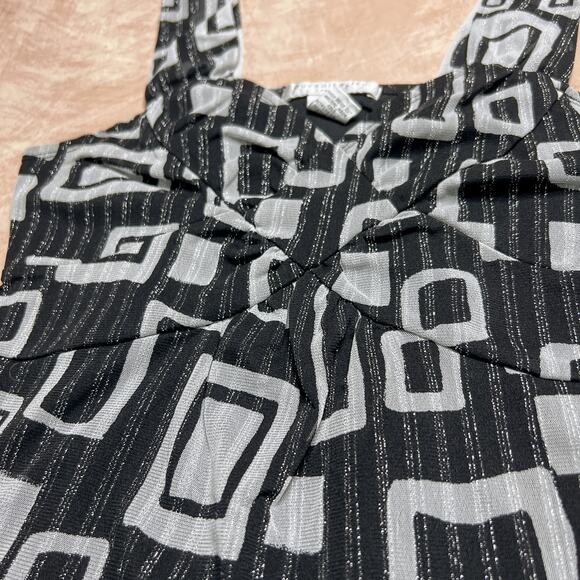 Vintage 90s Pursuits ltd. Geometric Metallic Tank Top Black Gray Party Mod Disco - Picture 4 of 6